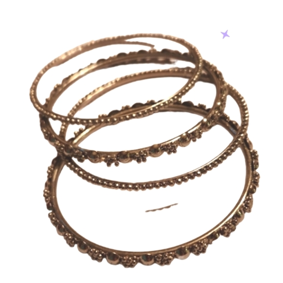 4 beaded textured bangles silvertoned floral artisan - Picture 2 of 2